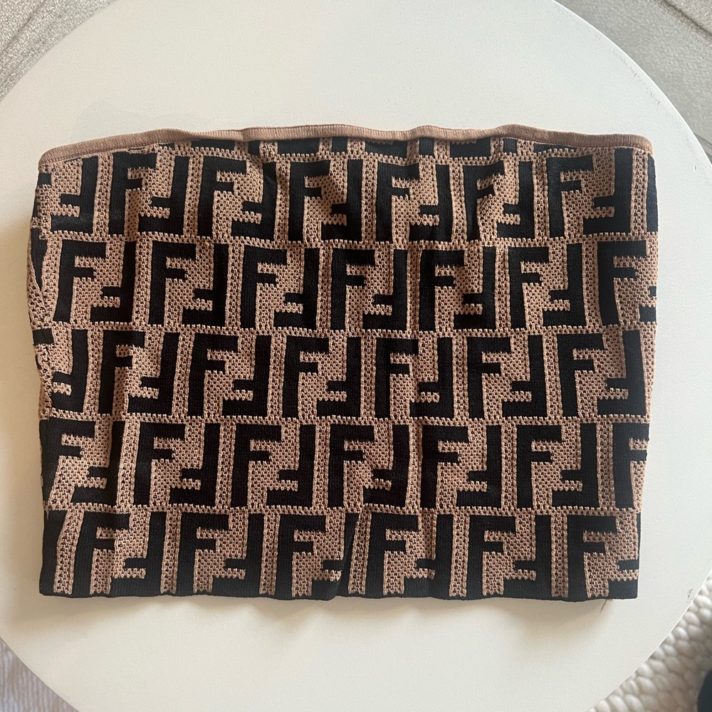“Fendi” Black and Brown Logo Pattern Tube Top